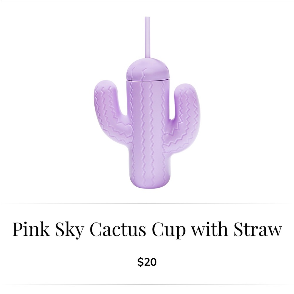 PINK SKY cactus cup with straw